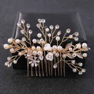 Pearl and Golden Bridal Hair Comb